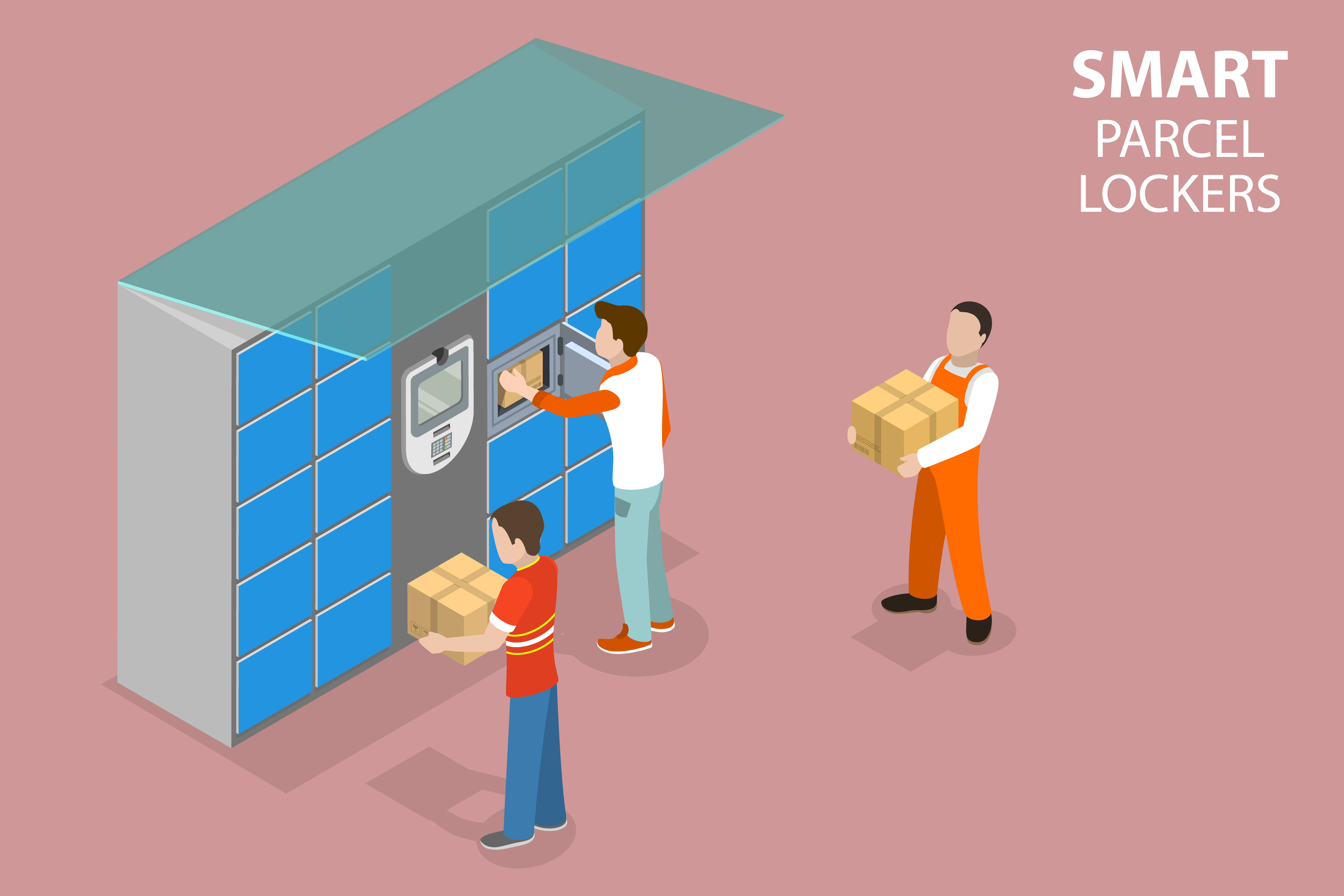 Smart parcel locker integration illustration