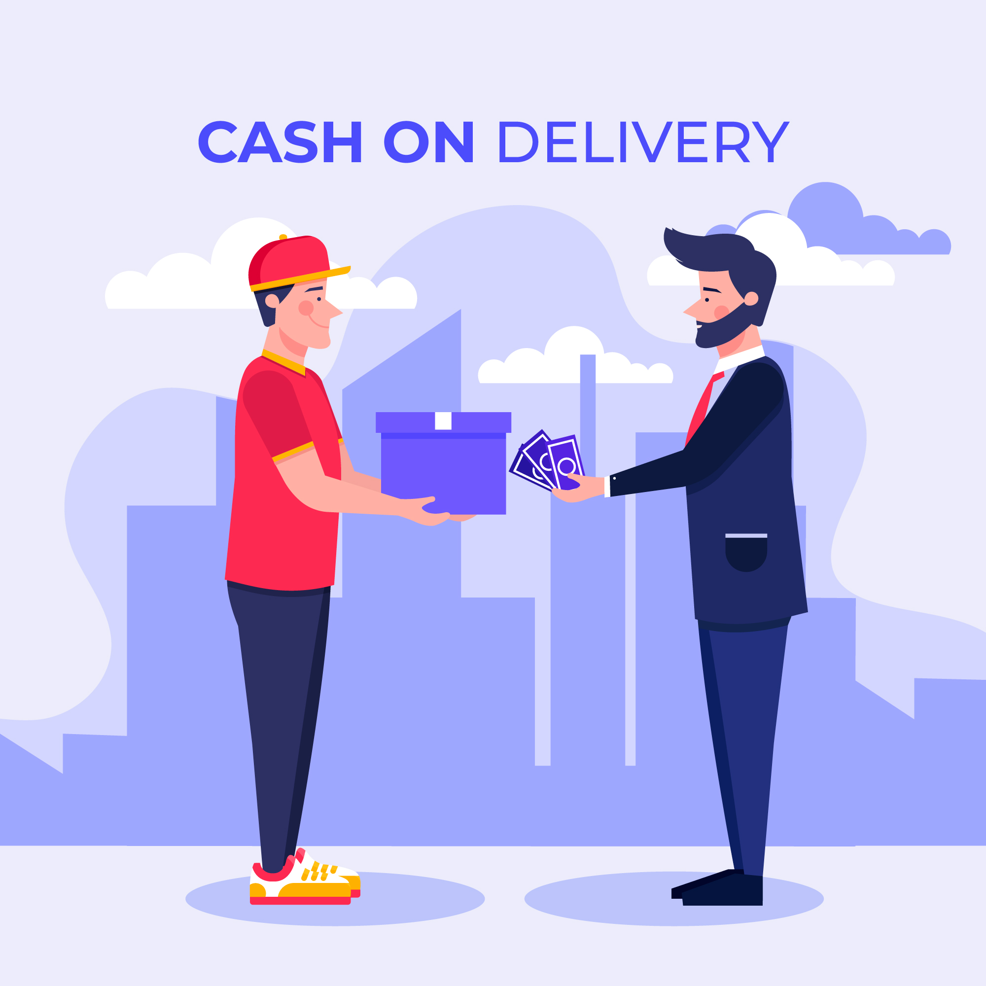 Traditional cash on delivery handoff illustration